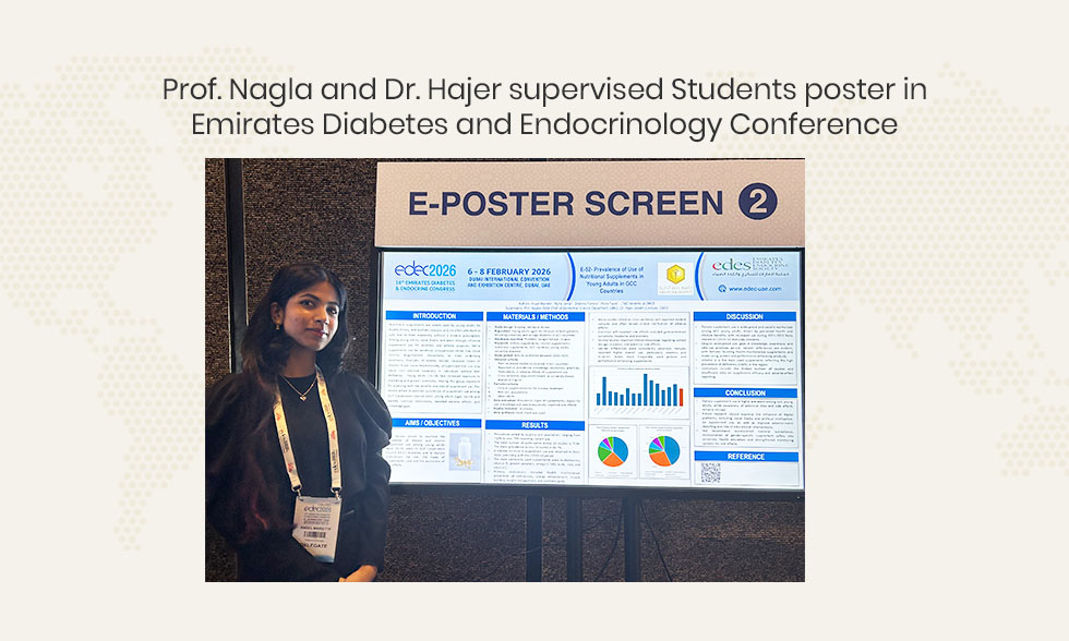 Angel Mariette presented a research poster titled Prevalence of Use of Nutritional Supplements in Young Adults in GCC Countries